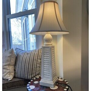 26" White Table Lamp with USB Port and Outlet Coastal Beach Living Room Bedroom